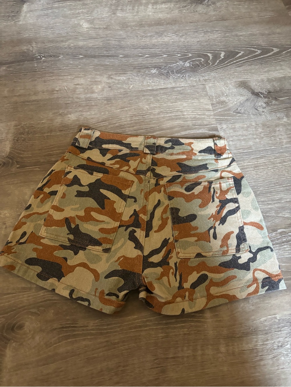 Flamingals Women's Camo Cargo Shorts - Tan, Brown & Black - Picture 2 of 2